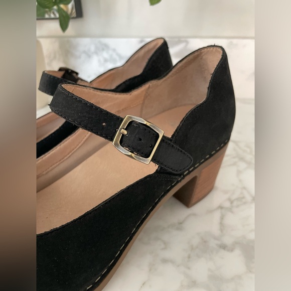 Dansko Harlo Nubuck Suede Mary Jane Wooden Heel 42 (11.5 -12 us) Womens‎ Black - Picture 10 of 11